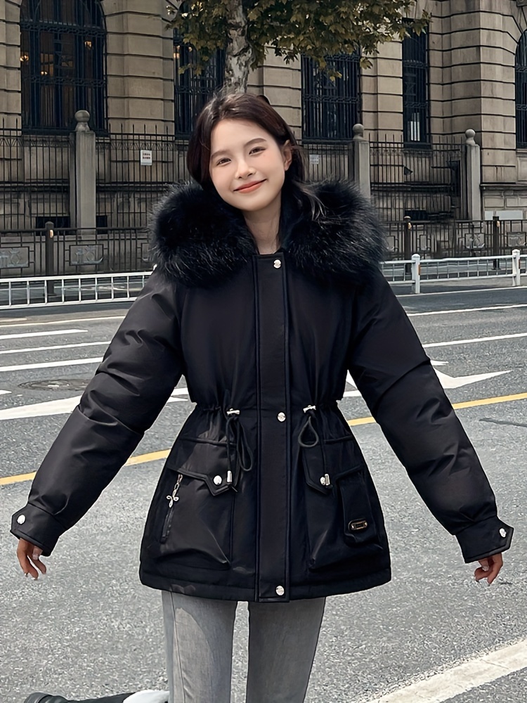 womens winter jacket thick warm coat faux fur lined hood Temu