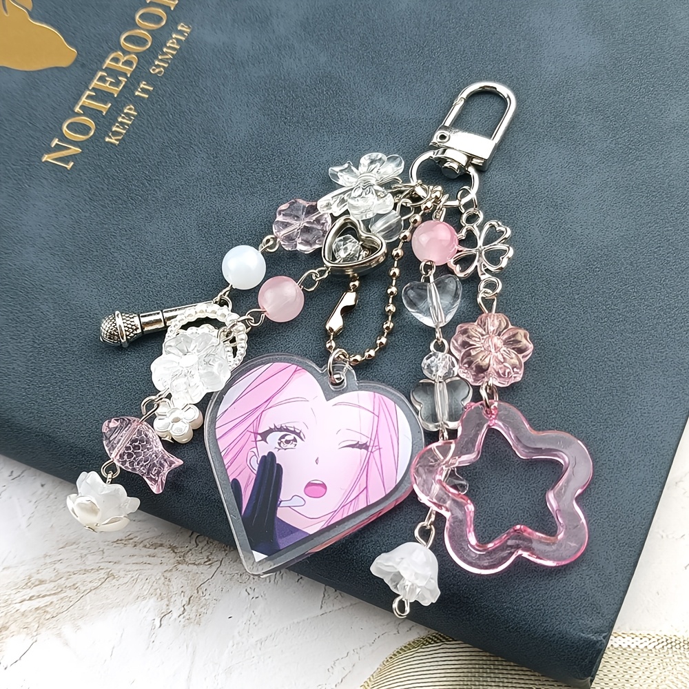 TEMU -themed Keychain, Japanese-style Cute -version Handmade Bead Pendant With Tassel For Bags Phones
