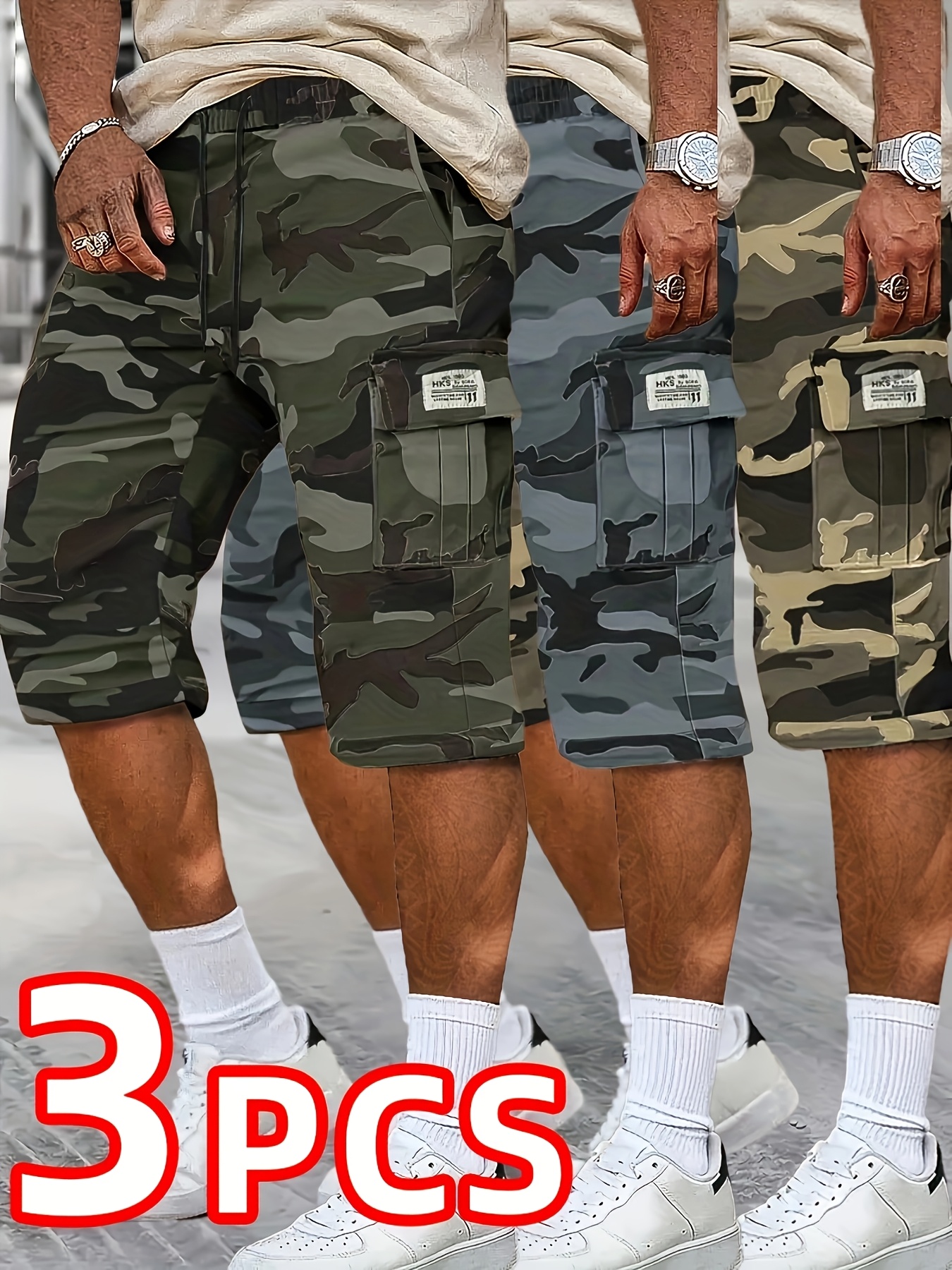 3pcs mens camo cargo shorts loose fit multiple Temu Australia
