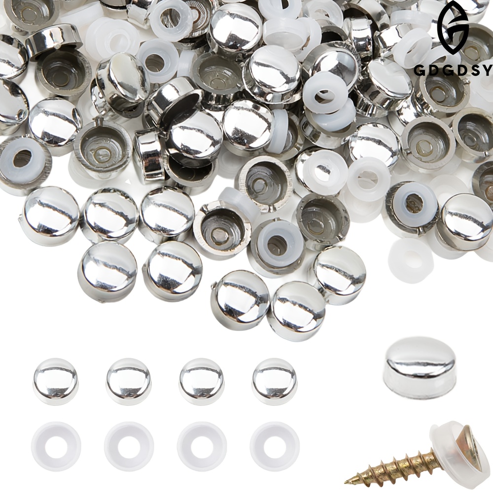 TEMU 100 pièces de Couvercles à Vis en Plastique, Capuchon (Doré, Argenté)
