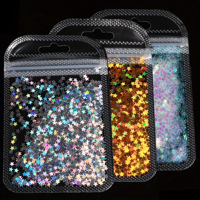 TEMU 3 Bags Holographic Glitter Sequins Compatible For Epoxy Resin, Mold Filler, Diy Crafts, Jewelry Making, Keychains, Resin Shaker Mix - Sparkling