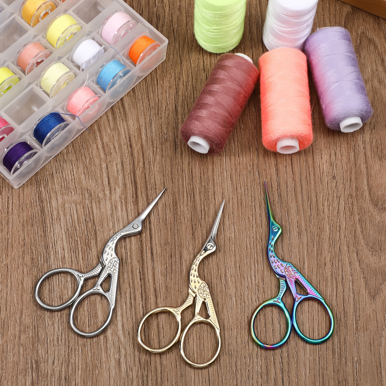 TEMU 3 Small Hand Embroidery Scissors, Special Embroidery Scissors, Pointed Tip Design, Bird And Shaped Scissors, Stainless Steel Material, Small