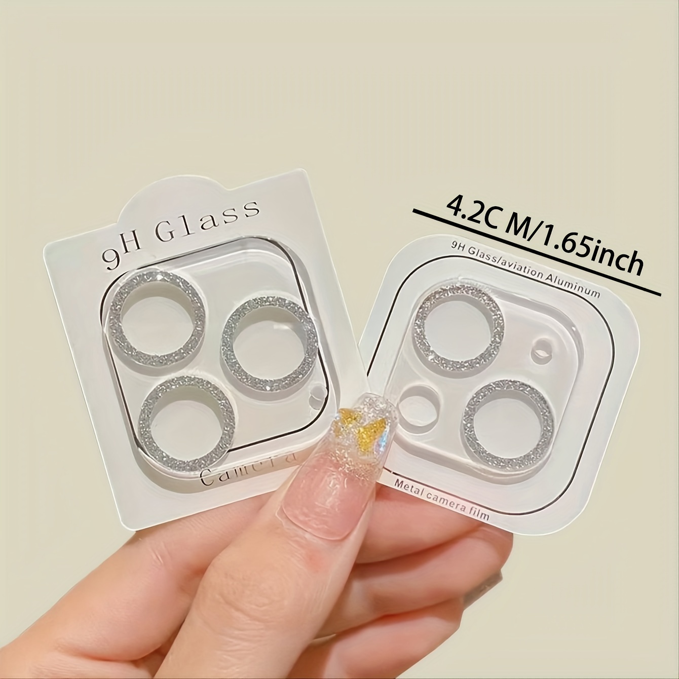 1pc 9H Glass Camera Lens Protector For IPhone 11-15 Pro Max/Mini/Plus, Sparkling Diamond Design, Tempered Glass Screen Protection, Scratch Resistant And Easy Installation