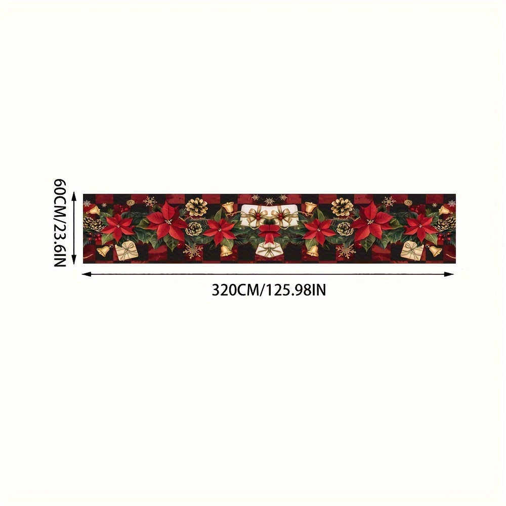 TEMU   Weight 850g   Thickness 6mm 1pc Christmas Decoration Long Mat Floral And Red Design Living Room Decorative Mat Soft, Comfortable, Easy To Wash