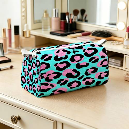 item picture 1pc womens leopard print toiletry bag lightweight zipper closure carry on suitable for travel gym office washable with random pattern multi purpose for on