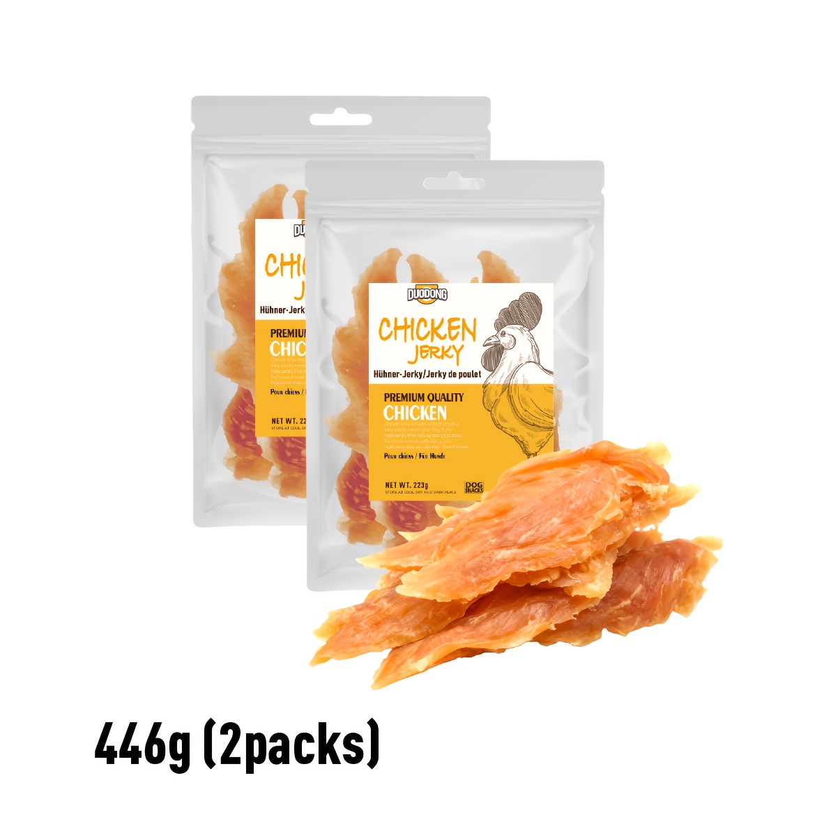 Image of Chicken Jerky Dog Treats, Rawhide-free Natural Chews Real Chicken Breast, Healthy Long-lasting Snack, Great Taste, Dogs' Natural Chewing Instinct