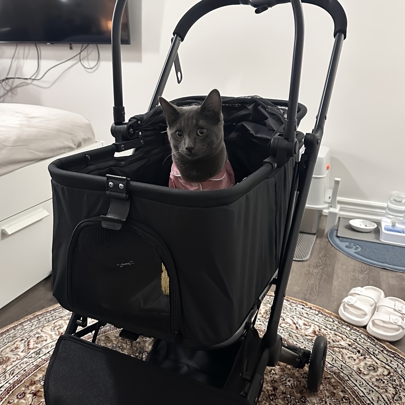 Pet Stroller, for Medium And Small Dogs, Folding Lightweight Dog Transporter. The Extra Large Basket Pram for Small Dogs Has Space for Equipment, And Basket Can Be Used Separately. No-Pump Rubber Tires/ Reversible Aluminum Frame
