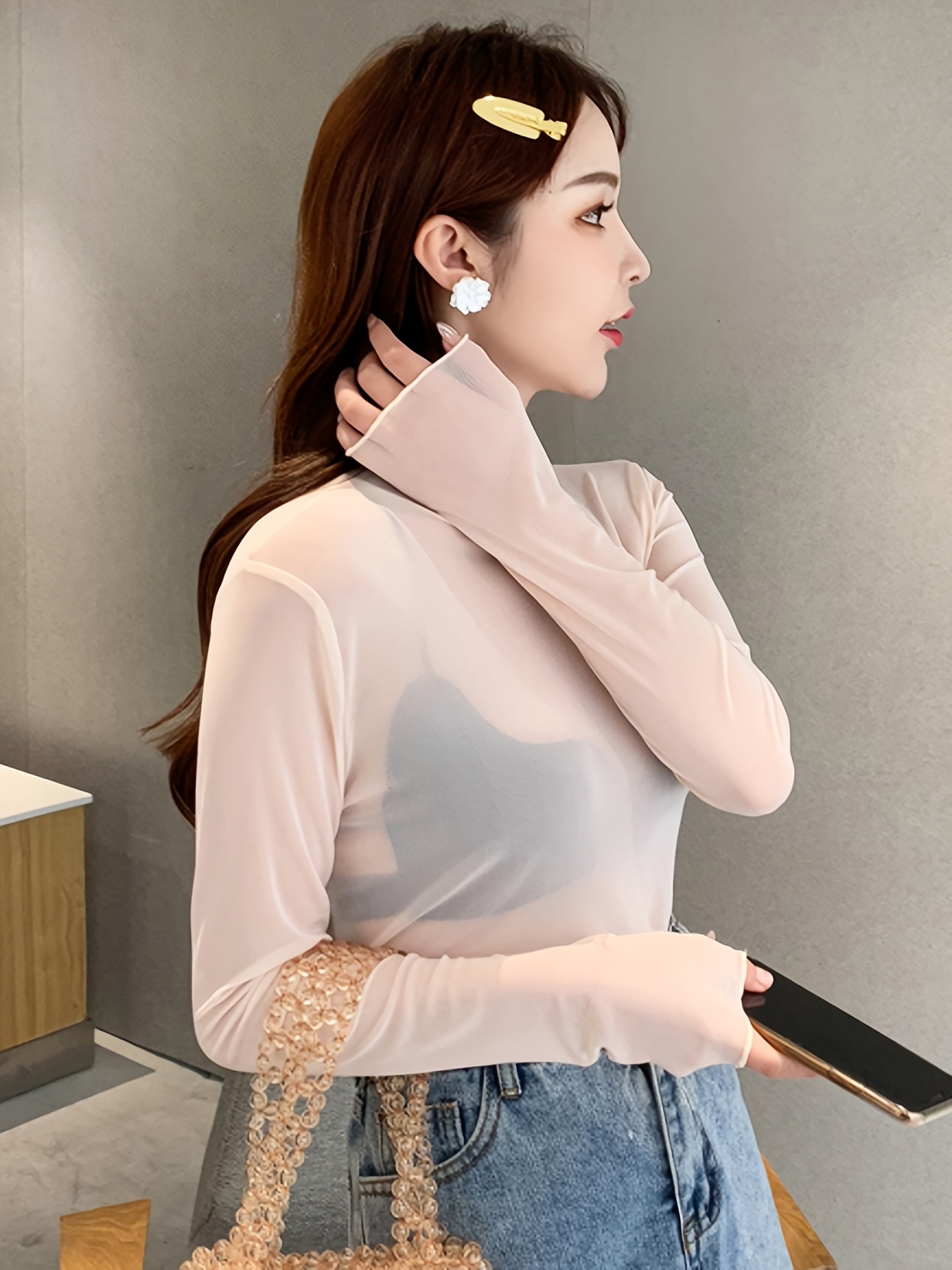 women's long sleeve t shirt sheer mesh high - Temu Canada women's long sleeve t shirt sheer mesh high - Temu Canada