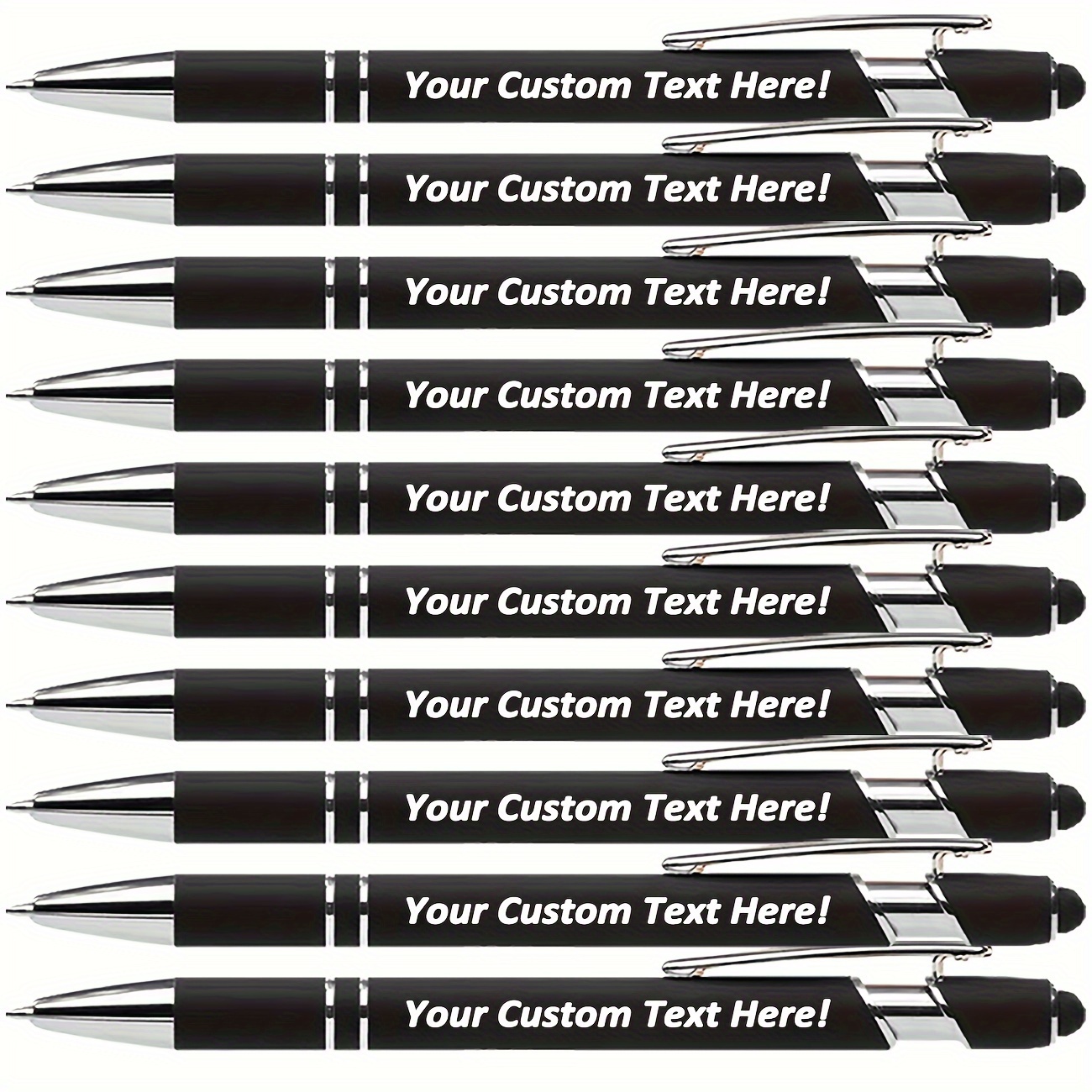 

10pcs Ballpoint Pens, Personalized Custom Pens, Customize The Text You Want, Writing Smoothly, With Touch Screen Compatibility, Ideal For Gifts. (black Ink)