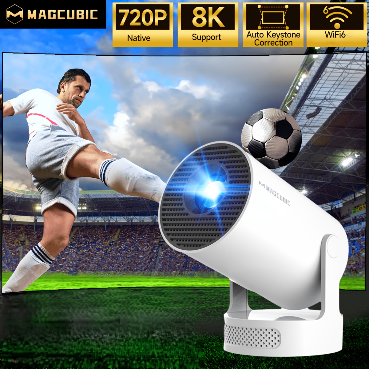 Image of Magcubic Mini Projector With Wifi6 Bt5.2, Smart Projector With Native 720p Support 8k, 330ansi, Portable Home Projector Built-in 14.0 Compatible With Laptops And Smart Phones