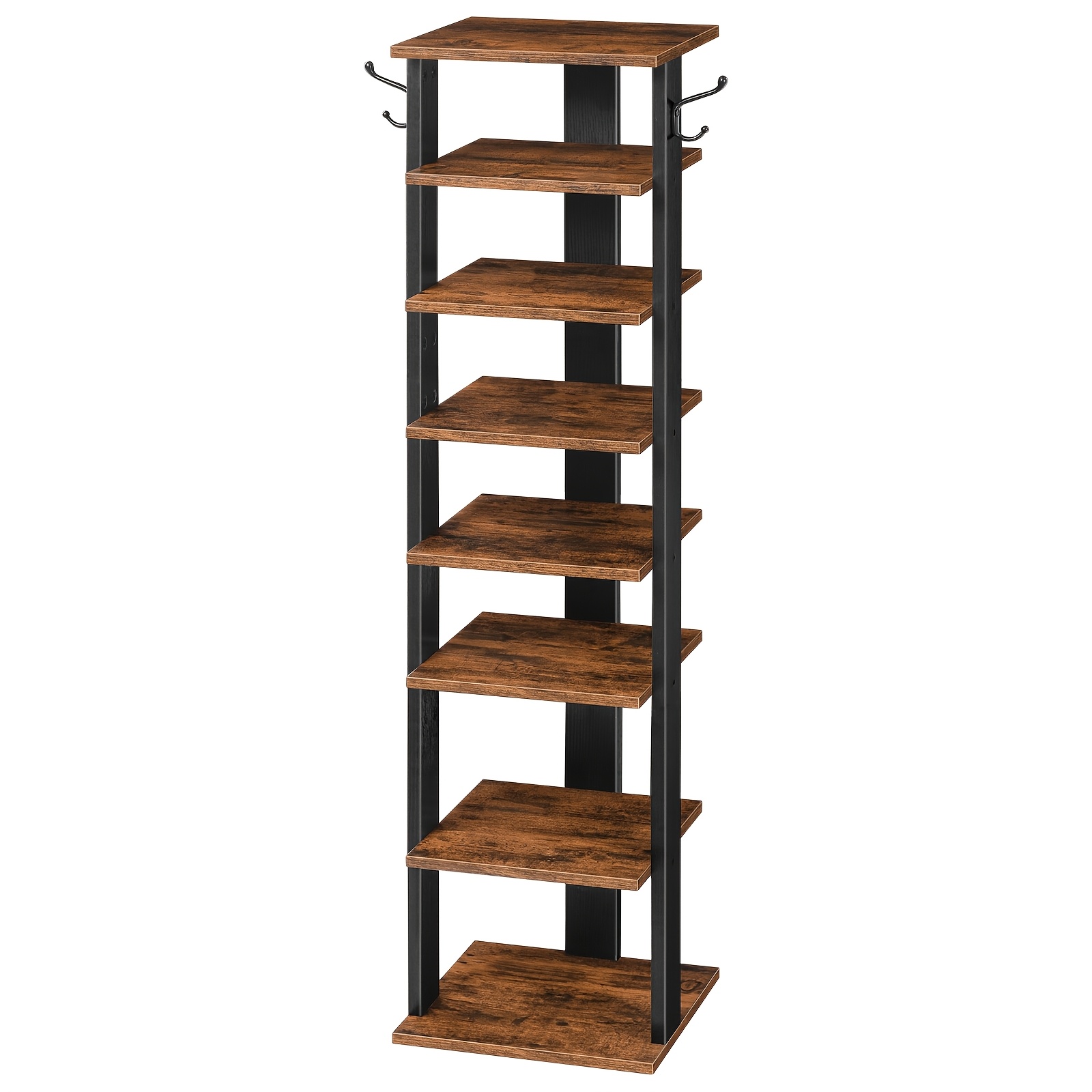 Image of 8-tier Shoe Rack, Narrow Shoe Rack Holds 8 Pairs Of Shoes, With , Suitable For Shoe Storage Rack In Entrance, Hallway Or Living Room, Space Solution, Dark Brown/white