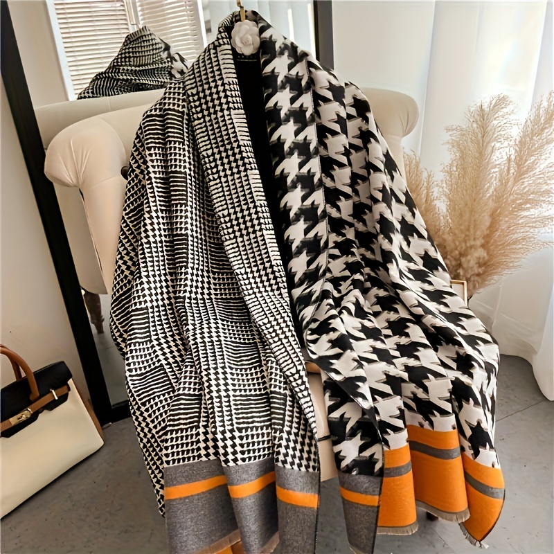 

Cozy Scarf For Women - Reversible, Warm & Stylish Shawl For Autumn/winter | Polyester, Non-stretch, Geometric Pattern