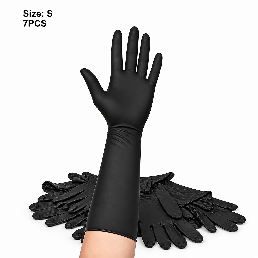TEMU Wonder Beige Black Daily Use Home Cleaning Gloves, 12-inch Extended Cuff, For , Lightweight Disposable Design, Shoe Cabinet Cleaning, For Dorm