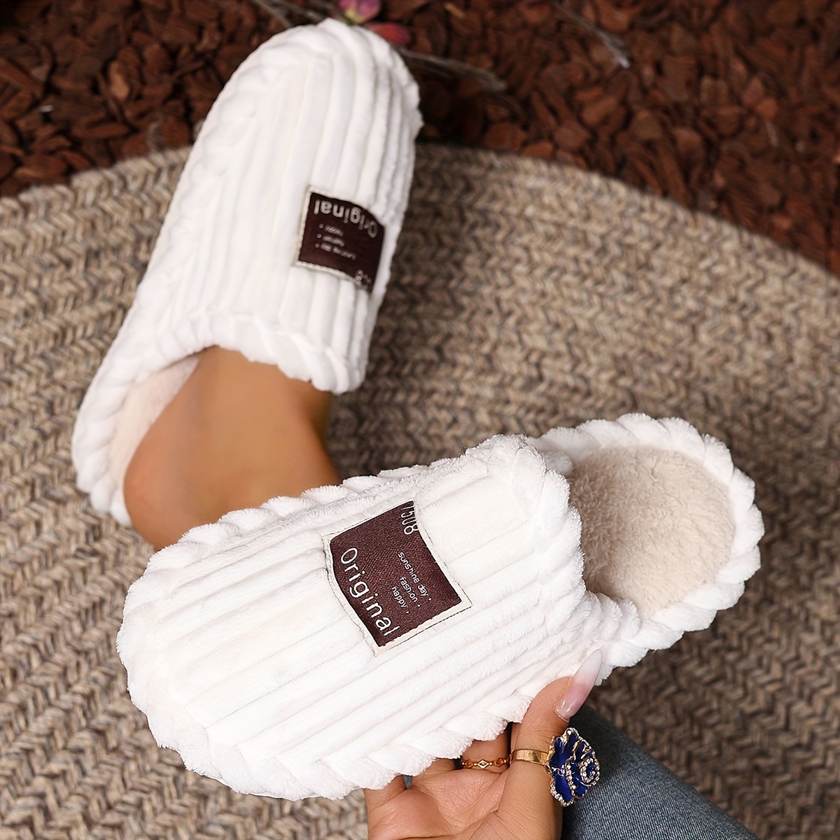 Soft Fabric Slip-On Slippers with Fluffy Lining - Warm, All-Season Home Slippers for Couples, Perfect Holiday Gift, Hand Washable, Non-Dry Cleanable, EVA Sole, Allseason Slippers|Soft Fabric Slippers|Eva Sole Slippers