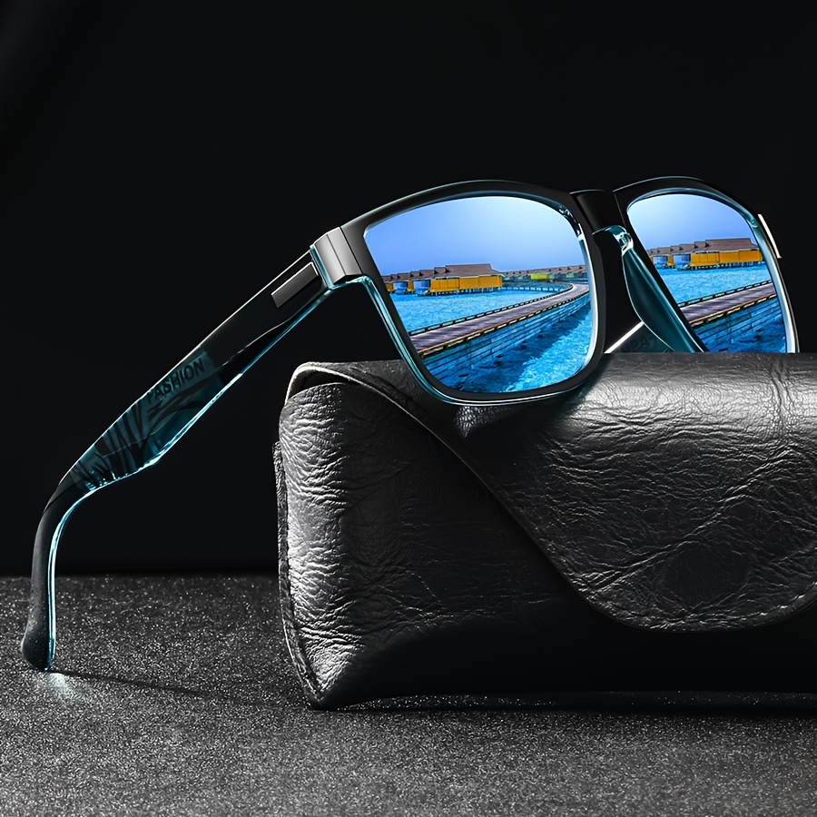 

Fashion Glasses For - Luxury Designer Shades With Blue-tinted Lenses, Black Rectangular Frame, Driving, Fishing, Traveling & Beach Vacations