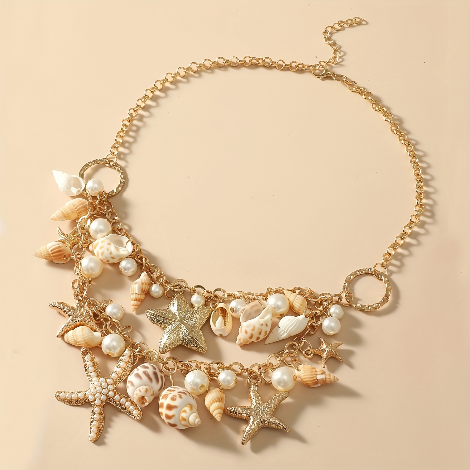 Boho Vacation Shell Starfish Necklace Ocean Style Jewelry