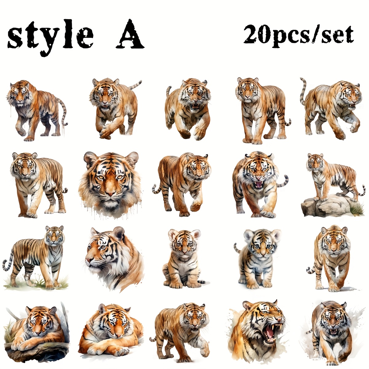 Image of 20pcs/set Handmade Vintage Tiger Tiger Stickers Diary Decoration Stickers Stickers Notebook Account Diary Stickers Magazine Decoration