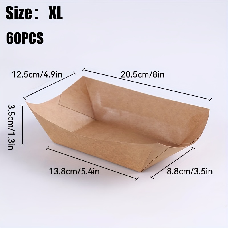 Image of 60pcs Heavy-duty Paper Food Trays - Disposable Serving Boats For , , , Tacos, Bbq, Popcorn - Perfect For Parties, Picnics, Weddings (brown), , Food Trays