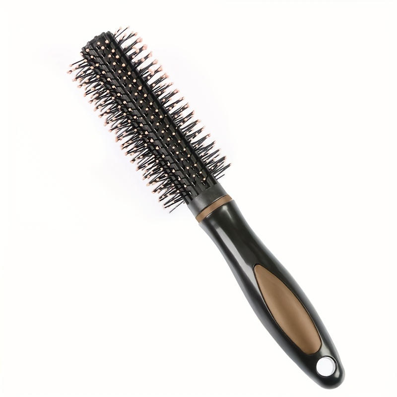 A Round Hairbrush Designed For Effortless, Sleek Curls And Straight Hair Styling - A Single Plastic Bristle Comb With An Abs Plastic Handle, A Convenient Professional Styling Tool
