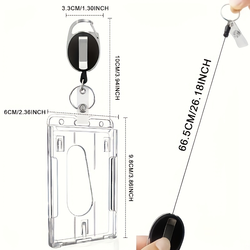 Image of 2d 5pcs Clear Retractable Badge Holders, Card Case With Spring-loaded Clip, Great For Id, Passport, Credit Cards, License & Membership Cards, Office Supplies, Professionals & Students Essentials