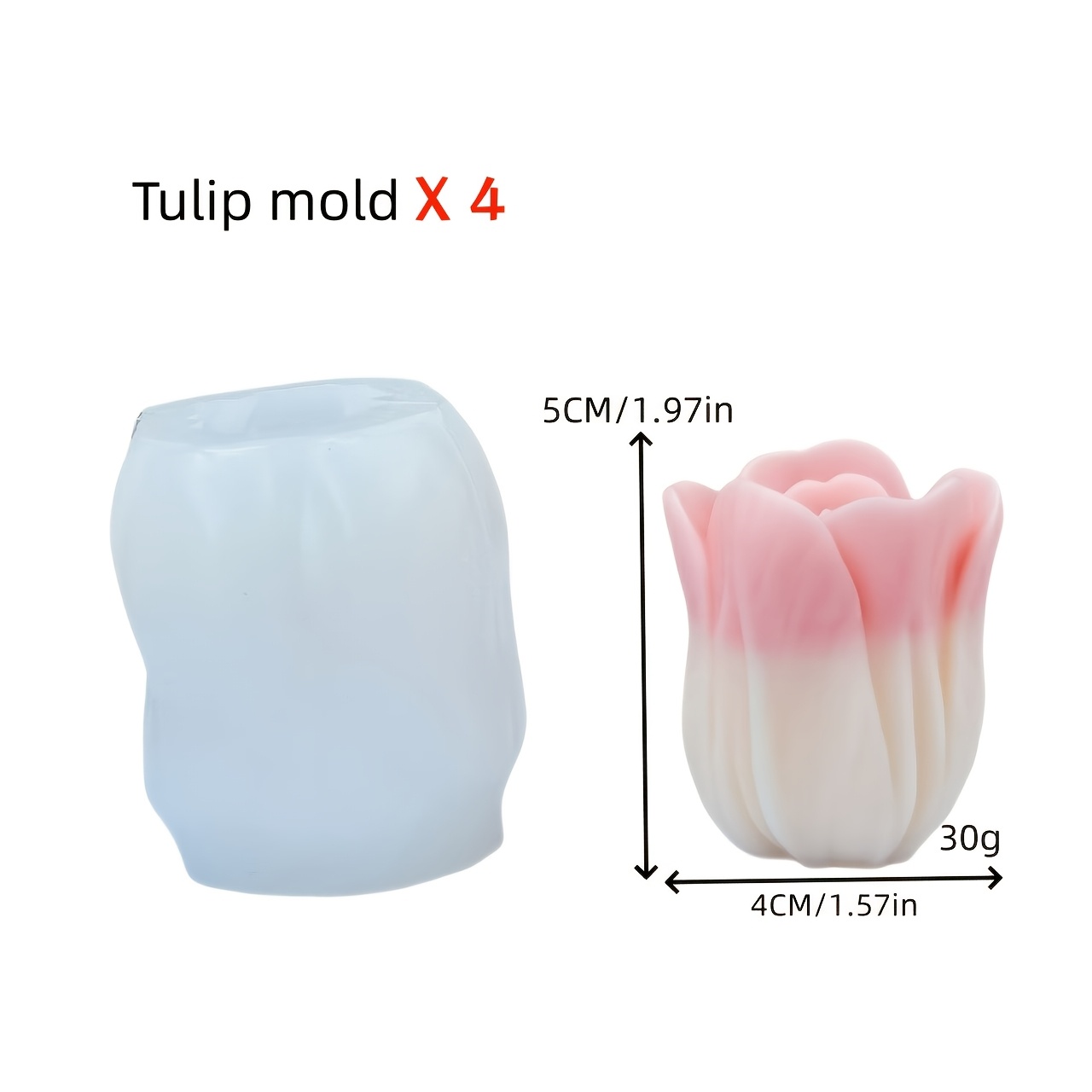 TEMU Stampo per candele a forma di 4 pezzi, stampo fai da te in silicone a forma per candele di aromaterapia, gesso, stampo per di resina,