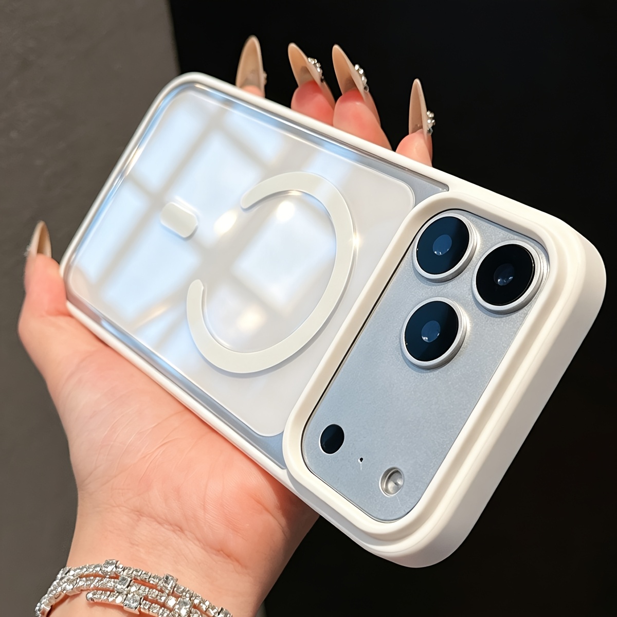TEMU Phone Case: New Magnetic Transparent Case Compatible With Iphone 17 Air 17pro 15 14 13 12 11 Pro , Transparent Back, Than Camera Protection,