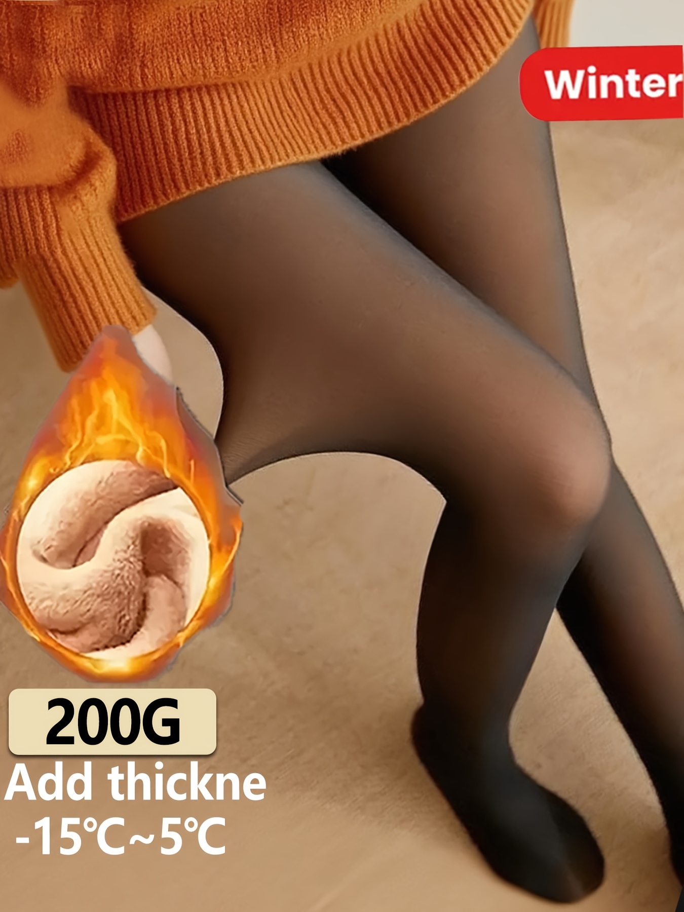 Fleece Lined Tights Thick Tights Canada Fluffy Women's Fleece