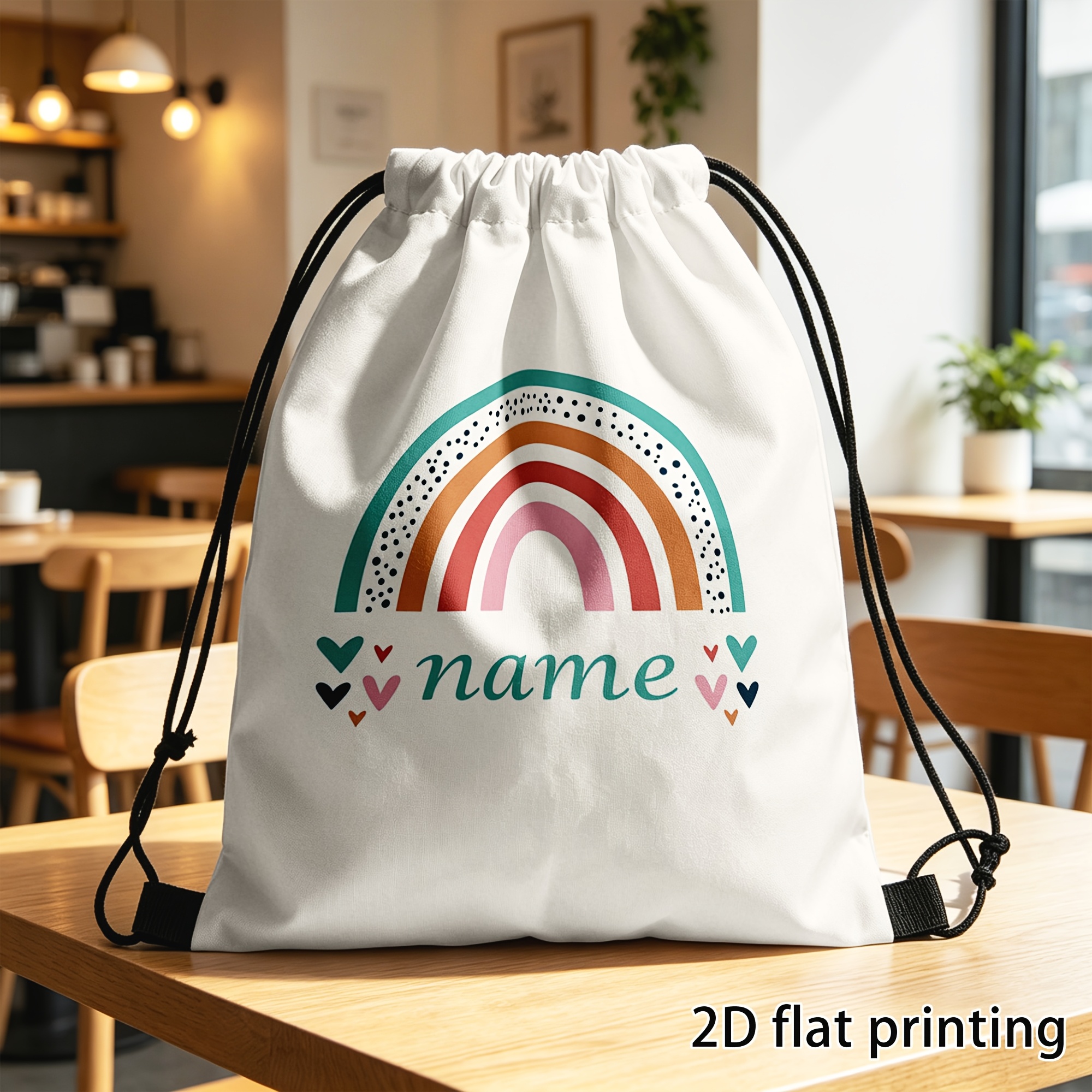 TEMU 1pc, Custom, Drawstring Bag, Sports And Fitness Bag, Backpack, Personalized Custom Name With Drawstring Adjustable Lightweight Gym Sack Shoe