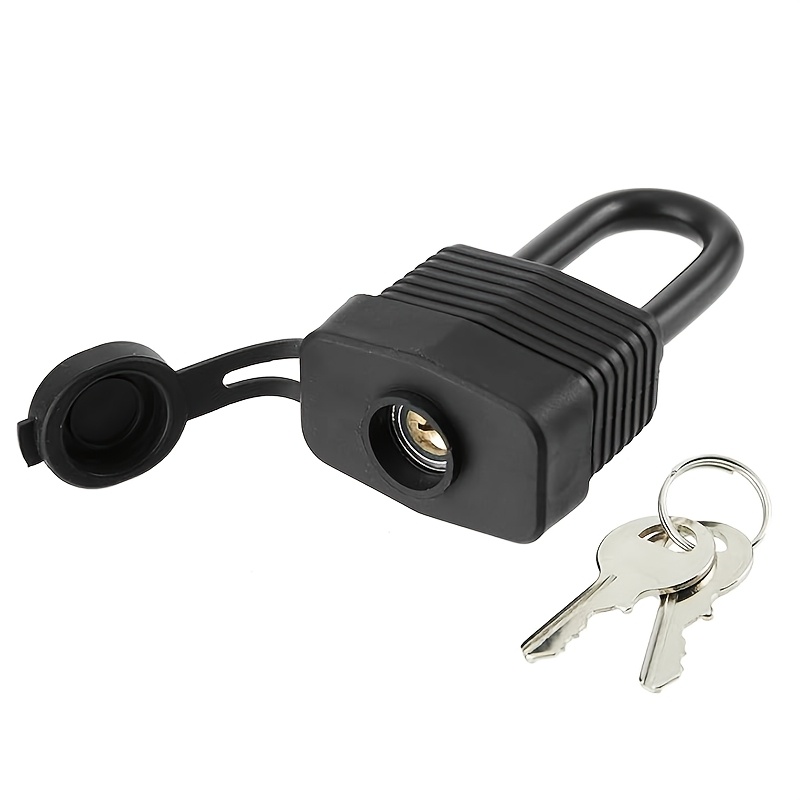 TEMU 1pc Waterproof Rubber Coated Padlock Long Shackle Anti-rust Lock Outdoor Luggage Cabinet Locks With 2 Keys Heavy Duty Padlock