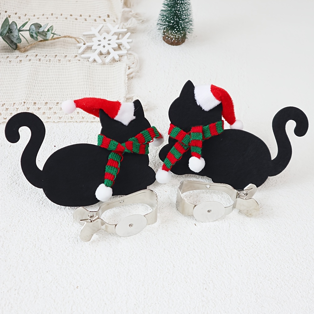 TEMU Set fermatenda natalizi a forma con mini cappellino di e sciarpa, fermacurtain con clip in metallo per casa, appartamento, bar e decorazione per