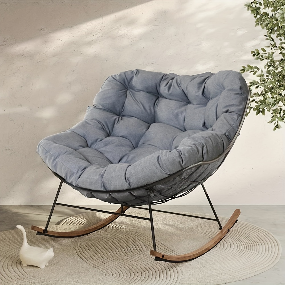 

Grand Patio Outdoors Casual Rocking Chair, 1/2/4 Pc E-coated Papasan Rocking Chair With Cushion, Outside Rocker Recliner Chair For Patio Porch Garden Backyard