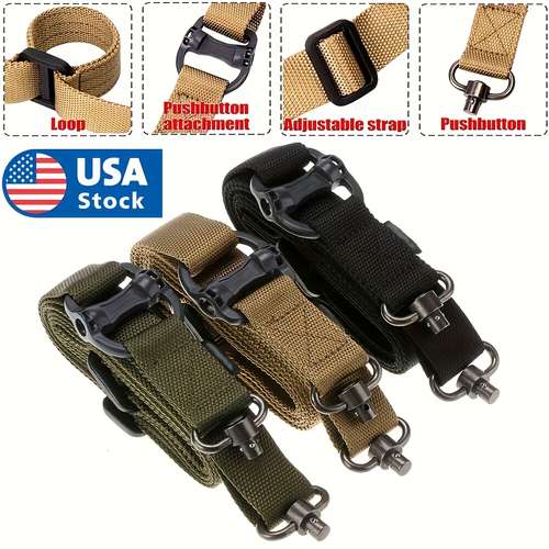 1/2/4Pcs QD Sling Swivel - Push Button Quick Release Detachable Loop Swivels, Black Steel