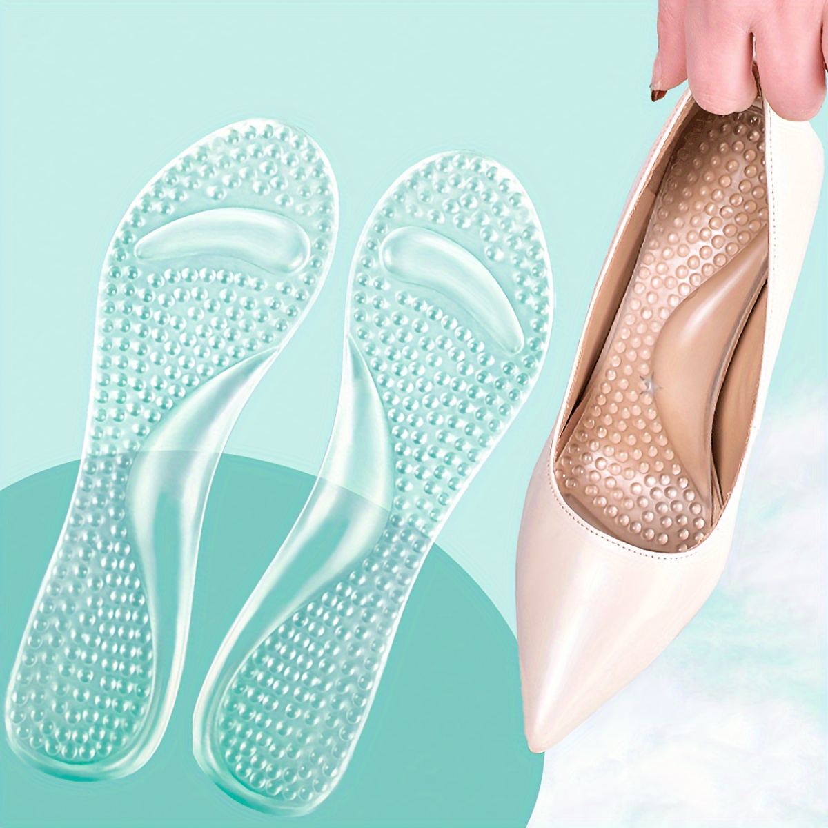 

Silicone Insoles For Women - Arch Support & Cushioning, Prevents Heel Slippage In Sandals And High Heels