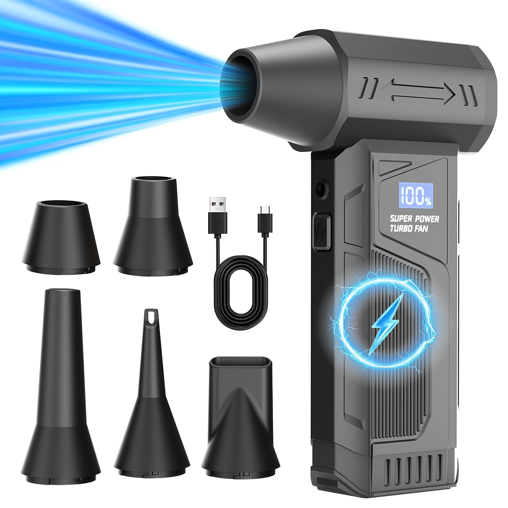 TEMU 6600000rph Super Snow Blower Snow Remover, Compressed Air Duster Electric Air Duster Rechargeable Battery Turbo Fan 4 Adjustable Speeds Cordless