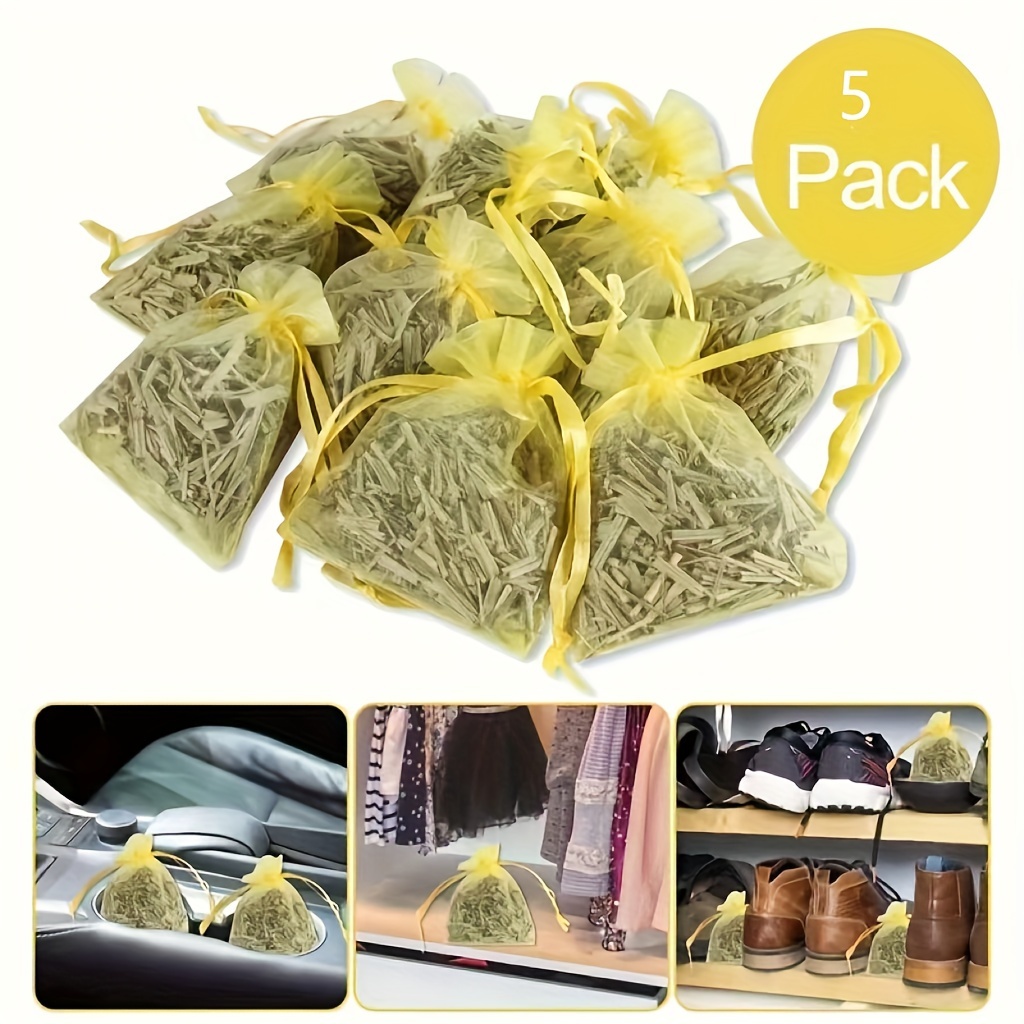 

5 Packs Lemongrass Citronella Fragrance Pouches, Freshener For Drawers And Closets Anywhere, Longer Lasting Fresh Scent. Long Lasting Thick Fragrance