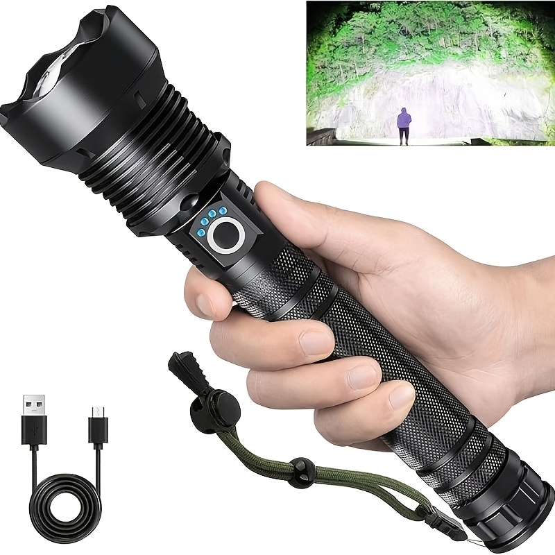 TEMU Rechargeable Led Flashlight, High-lumen Emergency Tactical Flashlight, Powerful Handheld Flashlight With 5 , Suitable For Fishing, Camping,