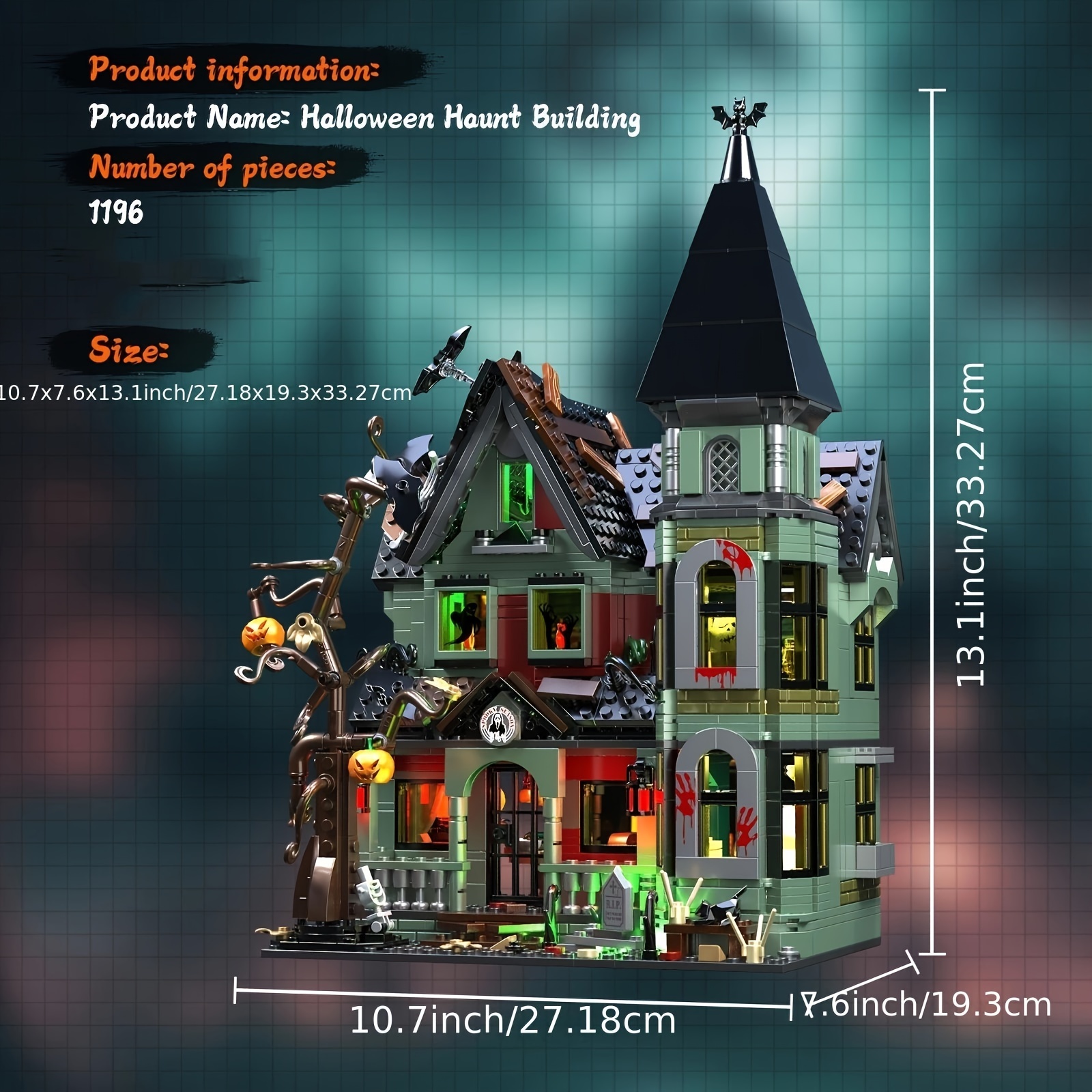 1196pcs Creative Building Halloween Building Toy Building Blocks Christmas Series Building Block Building Toys, Birthday Gifts Valentine's Day Gifts, Exquisite Building Toys