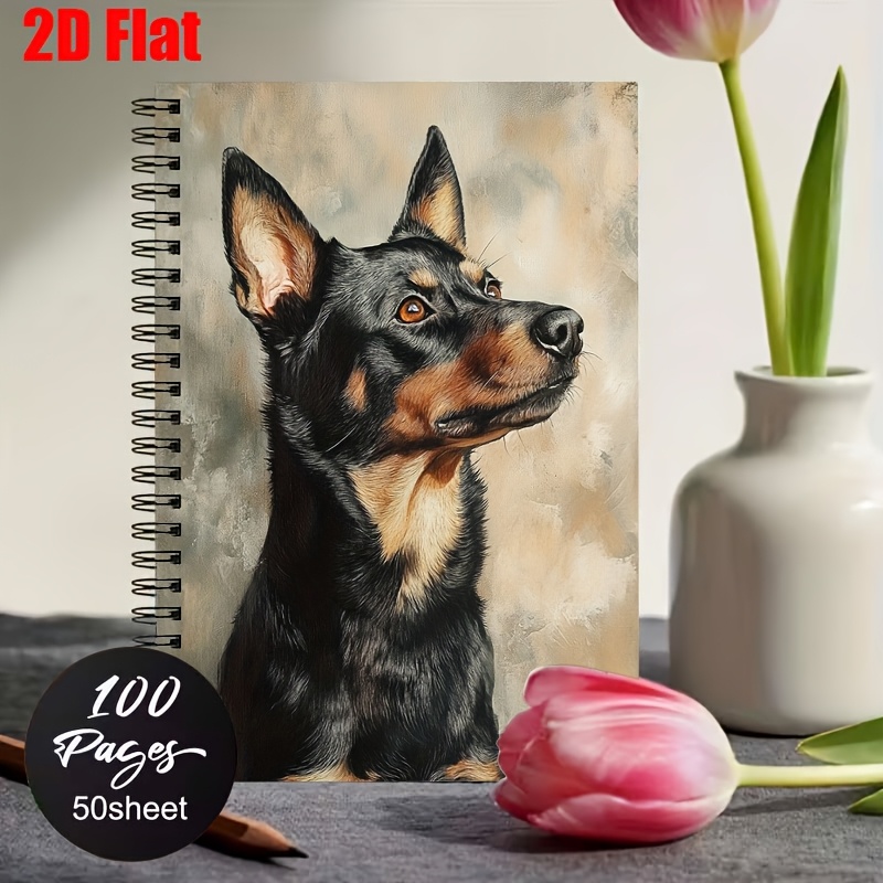 TEMU 1pc Dog 2d Flat Spiral Bound, 5.7x8.26 Inch, Daily Journaling, Pet Lovers' Gift, Ideal For Dog Owners To Record Memories, Great For Birthday,
