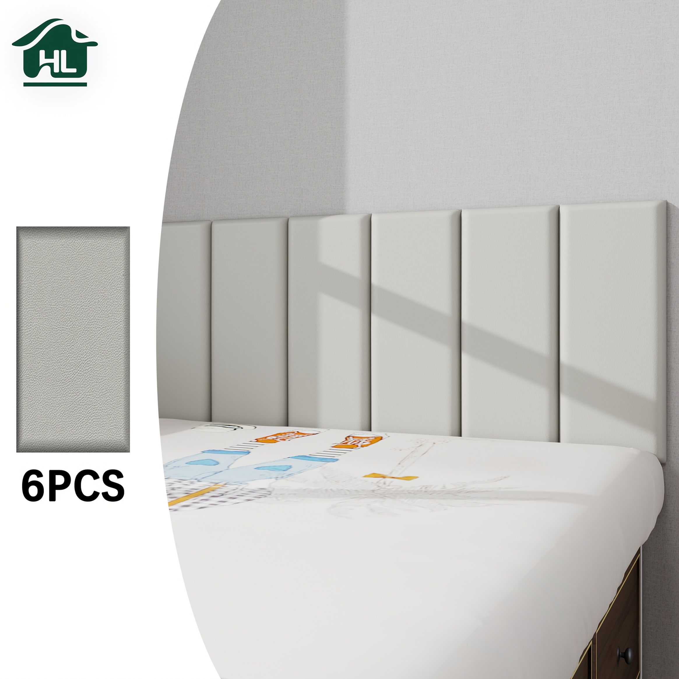 6pcs monochrome color block combination 3d self   headboard faux leather surface with   feel inner vinyl foam sponge for     no drilling required peel and stick removable waterproof easy to clean