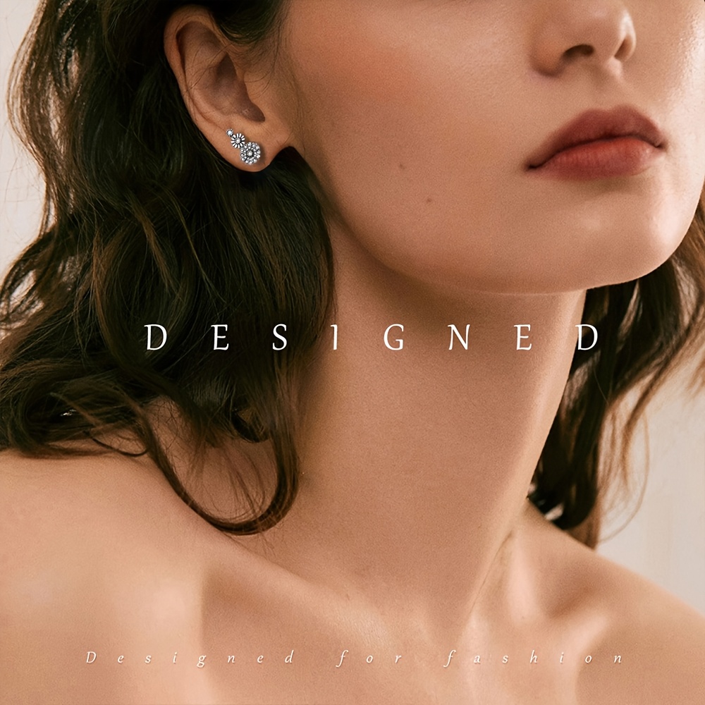 Women's 925 Sterling Silver Hypoallergenic Daisy Stud Earrings