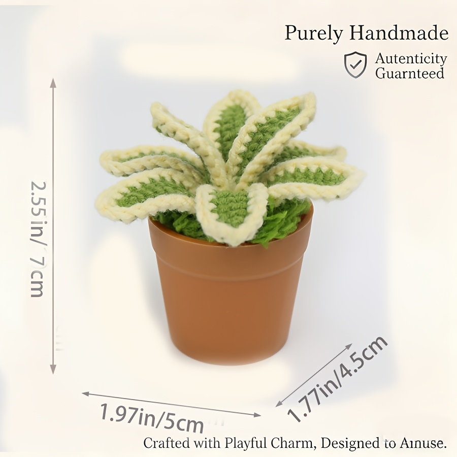 TEMU Crochet Gold-rimmed Orchid Potted Plant, Outdoor Artificial Greenery, Knitting Kit, Fake Plant, Car Ornament, Home Gardening Potted Plant, New
