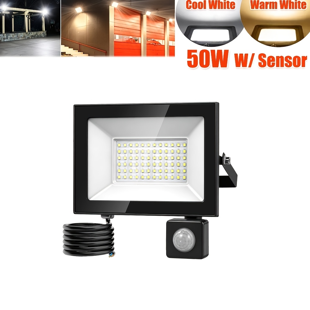 50w Led Floodlight Outdoor Motion Sensor, 17x11.6x2.7cm Led Sensor Security Light, Led Flood Light, Cool White/warm White, Adjustable 180° Bracket, For Garden, Garage, Yard, Backyard, Workshop