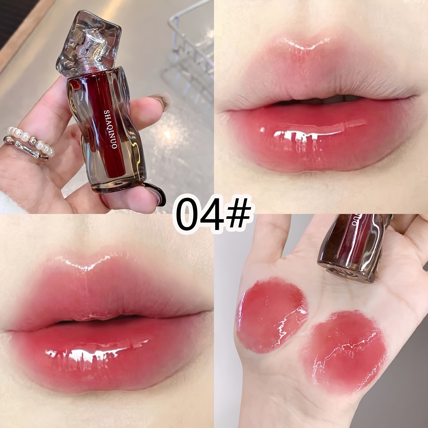 Image of Translucent Watery Lip Gloss, Watery Mirror Plump Glass Lip, Sheer Lightweight Non-sticky Thin Easy To Color And Fit Lip Skin, Watery Plump Lips
