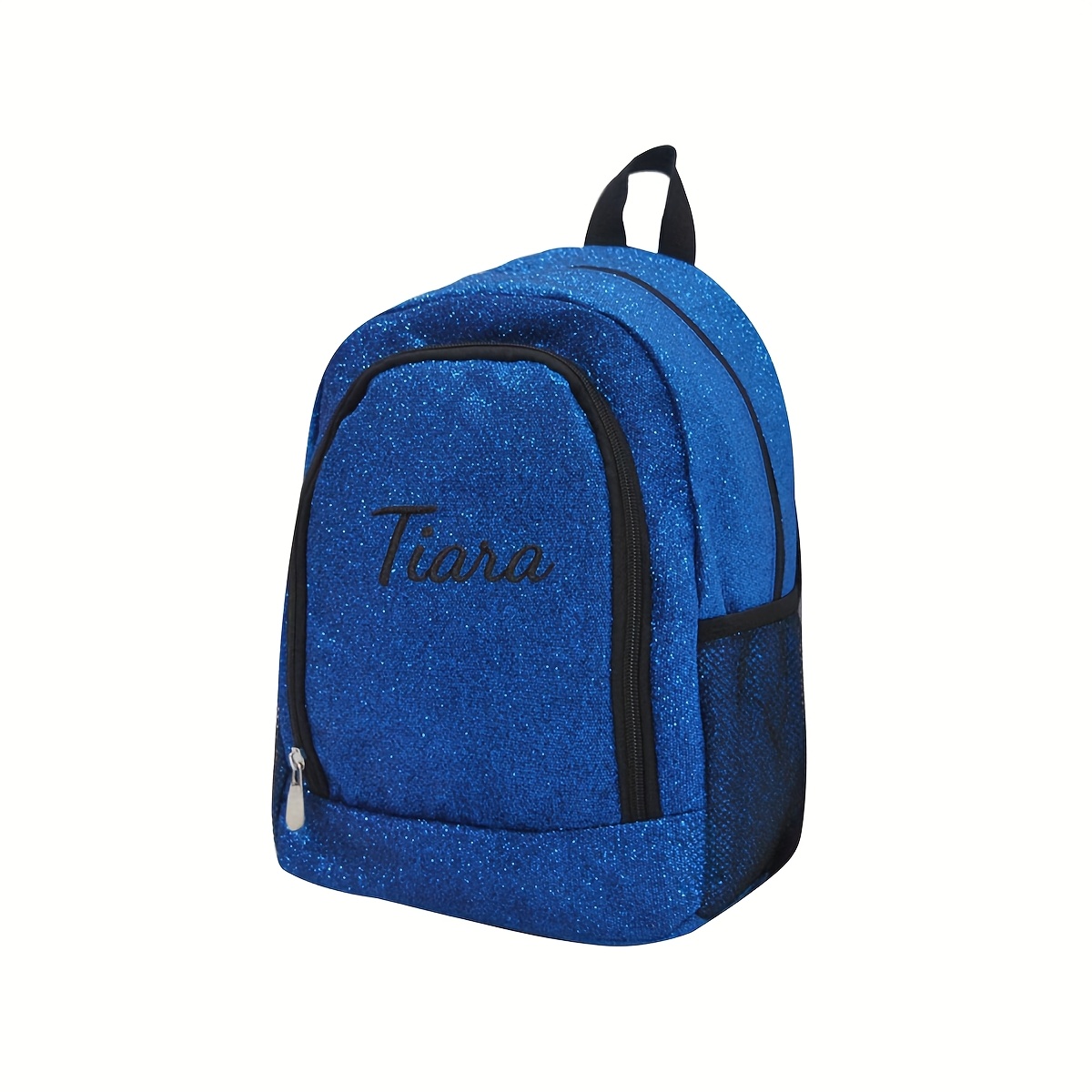 TEMU 1pc Personalized Sparkle Backpack Suitable For Cheer, Gymnastics, Dance Teams - Custom Name//message Embroidery, Adjustable Straps & Zipper