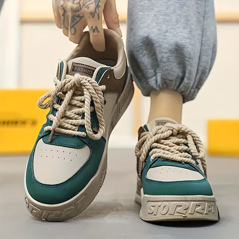 [zapatillas] Zapatos de skate bajos con cordones para hombre, zapatos casuales cómodos y duraderos para todas las estaciones, para caminar al aire libre y viajar.