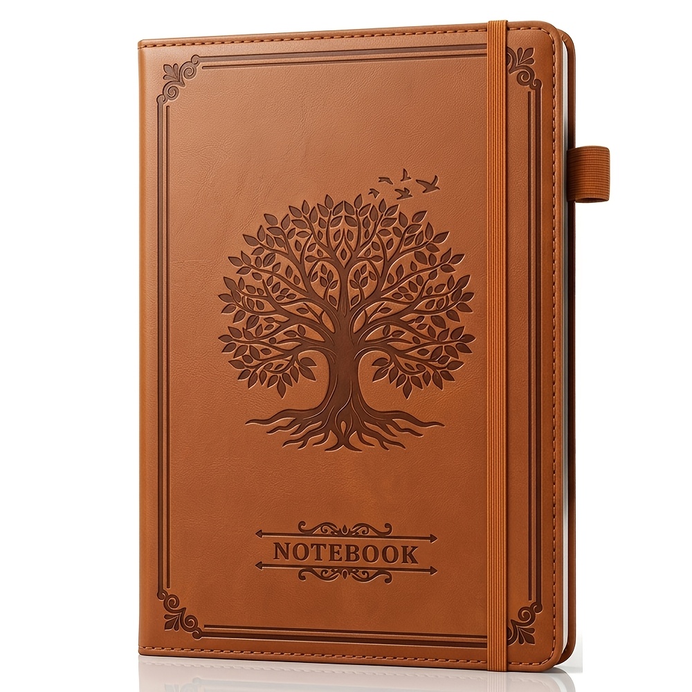 TEMU High-quality Faux Leather A5 Notebook, Retro Style Journal, With 200 Pages, Exquisite Tree Of Life Embossed, Suitable For Meeting Notes, Subject