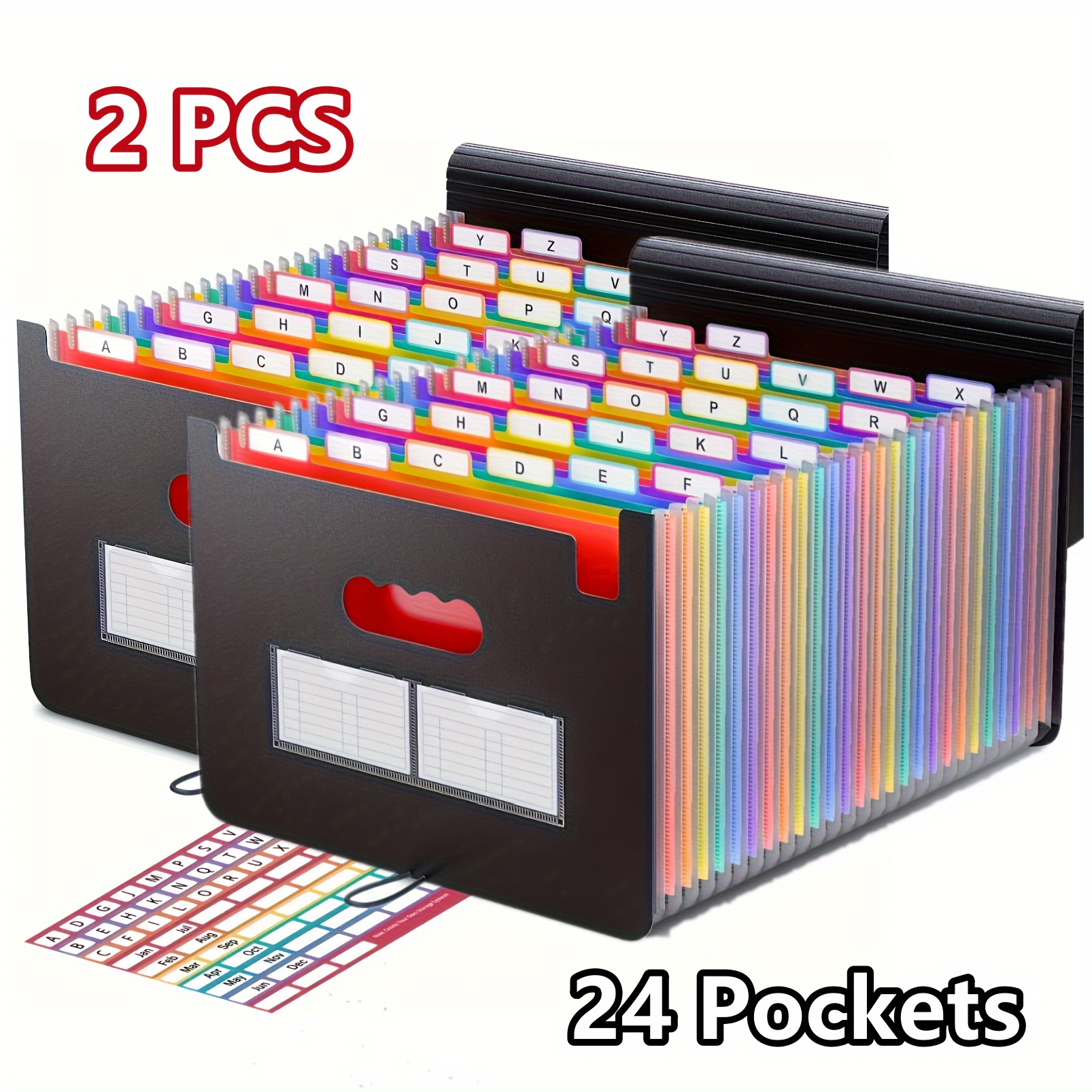 

2pcs 24 Pockets A4 Accordion Folder, 24-grids Multi-functional Flip Folder, Storage Bag, Student Paper Test Organizer Bag, Back To School Supplies, Office Supplies Art Supplies