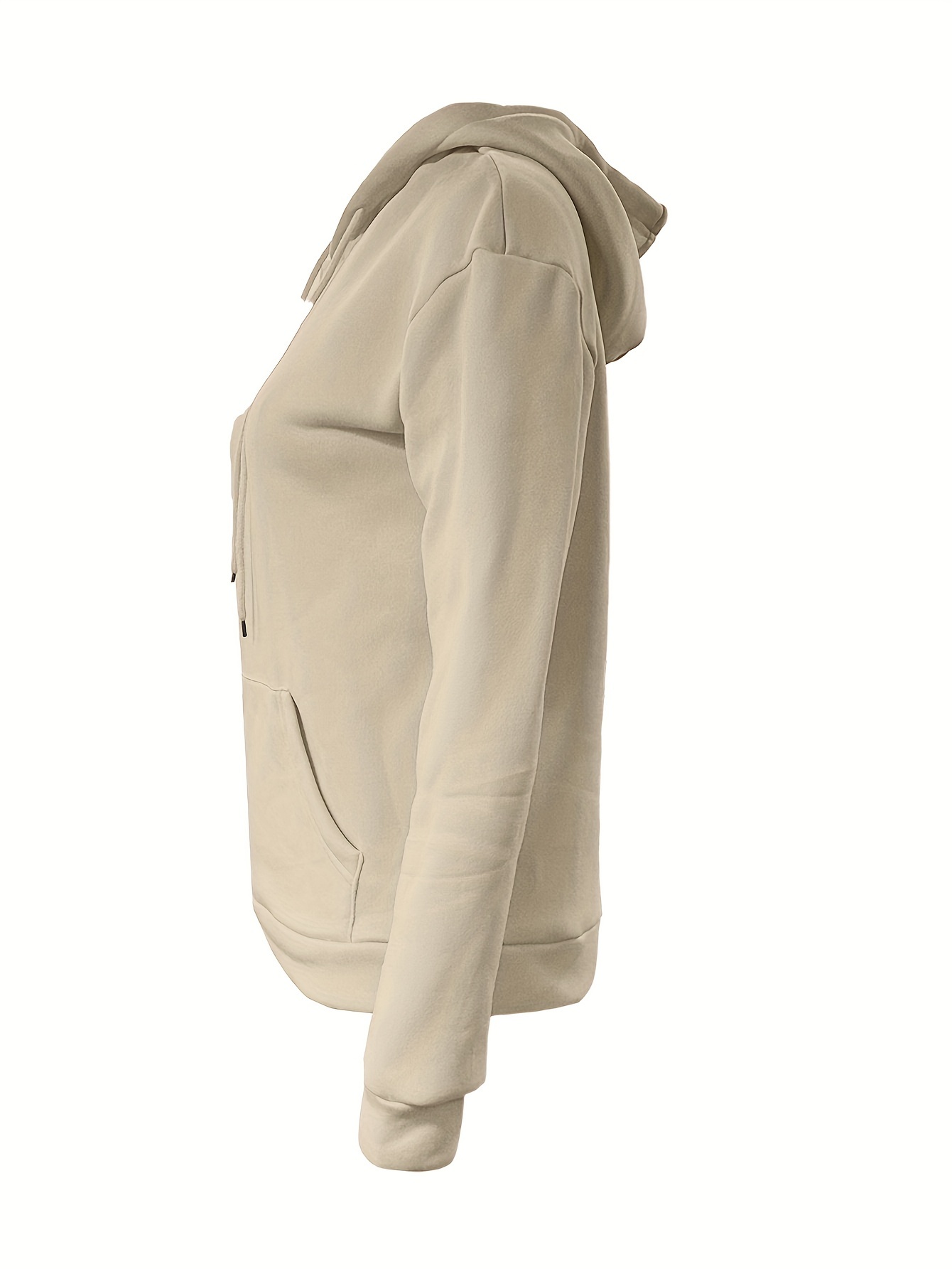 Women'S Solid Color Polyester Hoodie with Kangaroo Pocket, Fall Season Regular Length Pullovers, 100% Polyester Knit Fabric, 190g/m? - Cozy Casual Wear