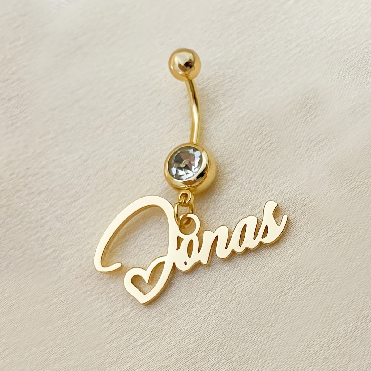 TEMU Custom Information In English Letters; Translated ) 1pc Personalized Name Plate Pendant Belly Ring, Women's Sexy Exquisite Custom Heart Letter