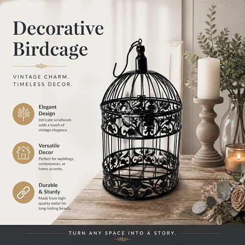 1 decorative wrought iron birdcage single birdcage black metal birdcage set for wedding decorations floral arrangements and bird additions photography props 20 32 5 41cm